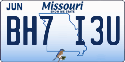 MO license plate BH7I3U