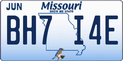 MO license plate BH7I4E
