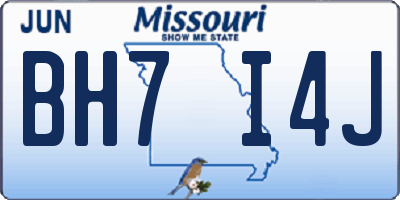 MO license plate BH7I4J