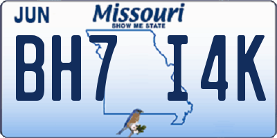MO license plate BH7I4K