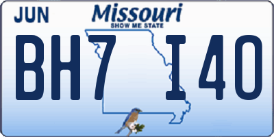 MO license plate BH7I4O