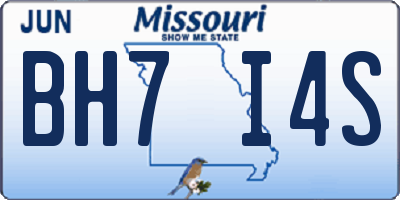 MO license plate BH7I4S