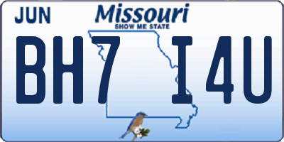 MO license plate BH7I4U