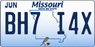 MO license plate BH7I4X