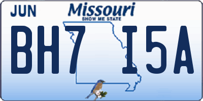 MO license plate BH7I5A