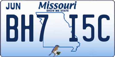 MO license plate BH7I5C