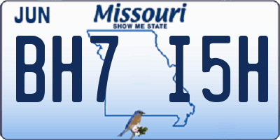 MO license plate BH7I5H