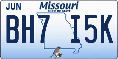 MO license plate BH7I5K