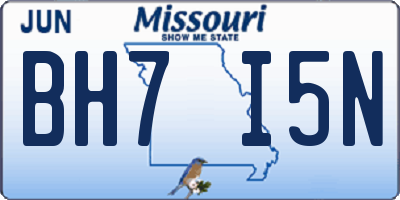 MO license plate BH7I5N