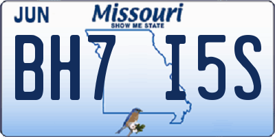 MO license plate BH7I5S