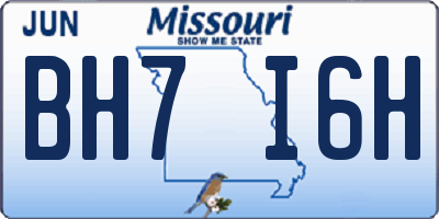 MO license plate BH7I6H