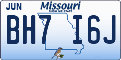MO license plate BH7I6J