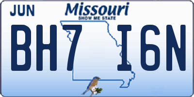MO license plate BH7I6N