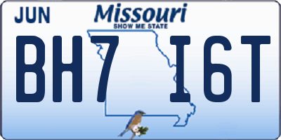 MO license plate BH7I6T