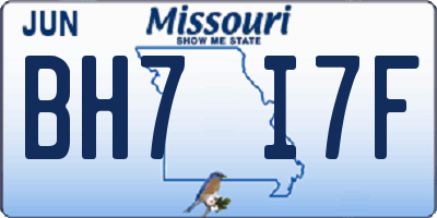 MO license plate BH7I7F