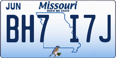 MO license plate BH7I7J
