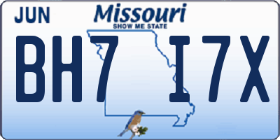 MO license plate BH7I7X