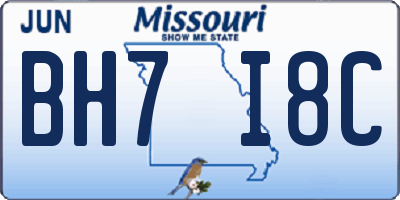 MO license plate BH7I8C