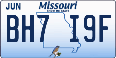 MO license plate BH7I9F