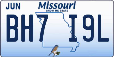 MO license plate BH7I9L
