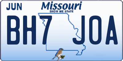 MO license plate BH7J0A