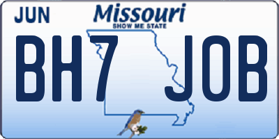 MO license plate BH7J0B