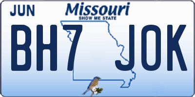 MO license plate BH7J0K