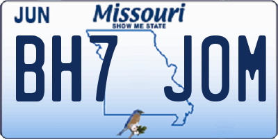 MO license plate BH7J0M