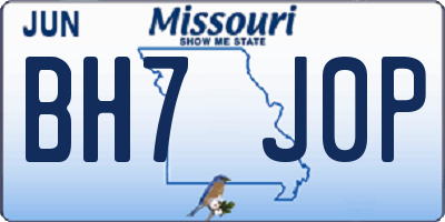 MO license plate BH7J0P