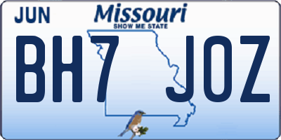 MO license plate BH7J0Z