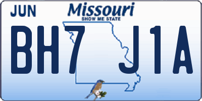 MO license plate BH7J1A