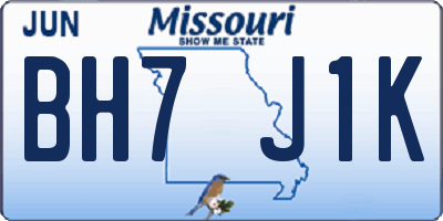MO license plate BH7J1K