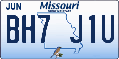 MO license plate BH7J1U
