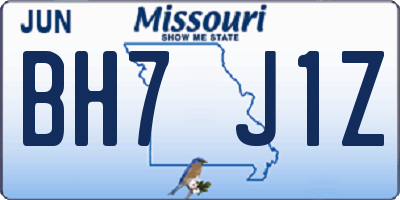 MO license plate BH7J1Z
