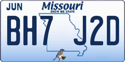 MO license plate BH7J2D
