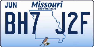MO license plate BH7J2F