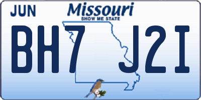 MO license plate BH7J2I