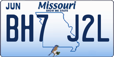 MO license plate BH7J2L