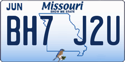 MO license plate BH7J2U