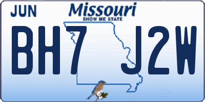 MO license plate BH7J2W