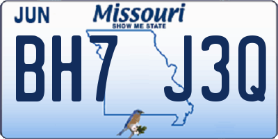 MO license plate BH7J3Q