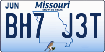 MO license plate BH7J3T