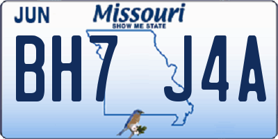 MO license plate BH7J4A