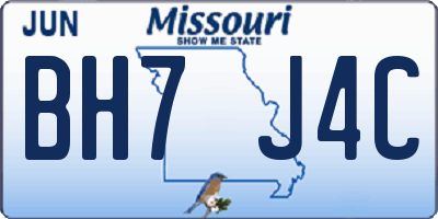 MO license plate BH7J4C
