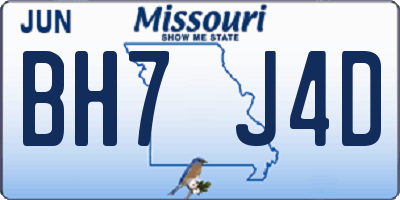 MO license plate BH7J4D