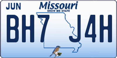 MO license plate BH7J4H