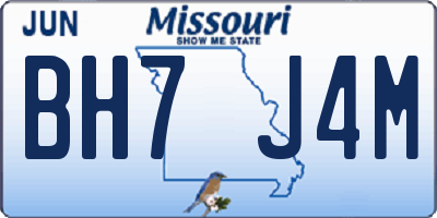 MO license plate BH7J4M