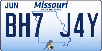 MO license plate BH7J4Y