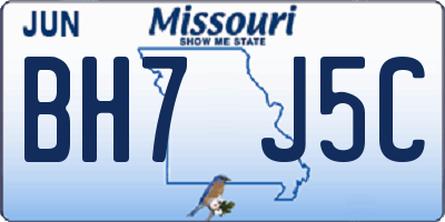 MO license plate BH7J5C