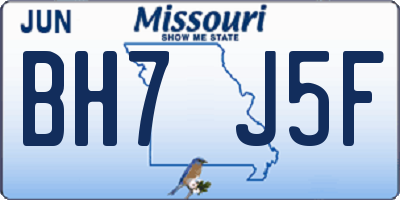 MO license plate BH7J5F
